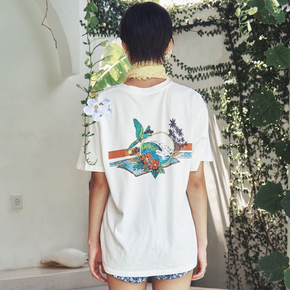 CENTAUR.KR HAWAIIAN HALF SLEEVE T-SHIRT_WHITE