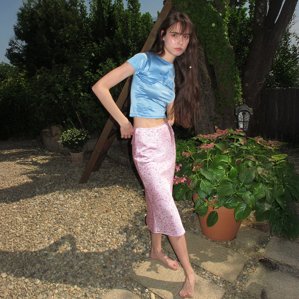 CENTAUR.KR BAMBI HALF SLEEVE CROP T-SHIRT_BLUE
