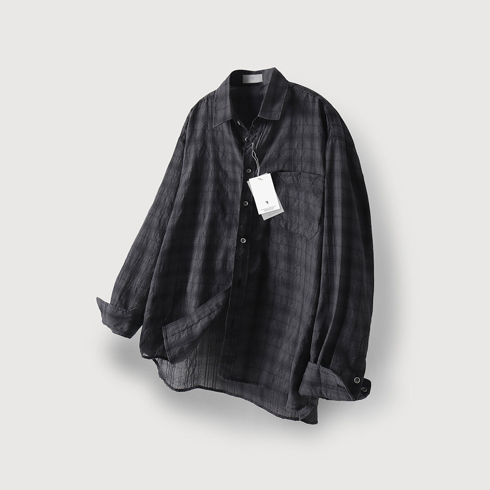 MOODINSIDE Vintage Wrinkle Check Shirt_Black