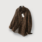 MOODINSIDE Vintage wrinkle check shirt_Brown