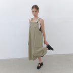 CLUNY CLUNY Cotton Utility Overall Dress - beige