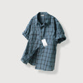 MOODINSIDE Vintage Wrinkle Roll-up Half Shirt_Blue