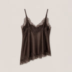 320showroom Lace Trim Satin Slip Top Brown