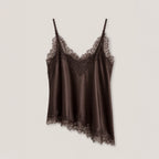 320showroom Lace Trim Satin Slip Top Brown