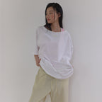 LONQUE EMBROIDERY OFF SHOULDER OVERSIZED T-SHIRT (WHITE)