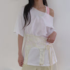 LONQUE EMBROIDERY OFF SHOULDER OVERSIZED T-SHIRT (WHITE)