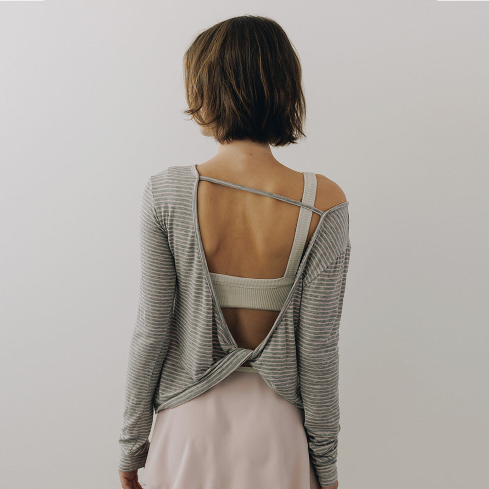 RARAN Overlap Back Top, Pink-Grey