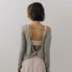 RARAN Overlap Back Top, Pink-Grey