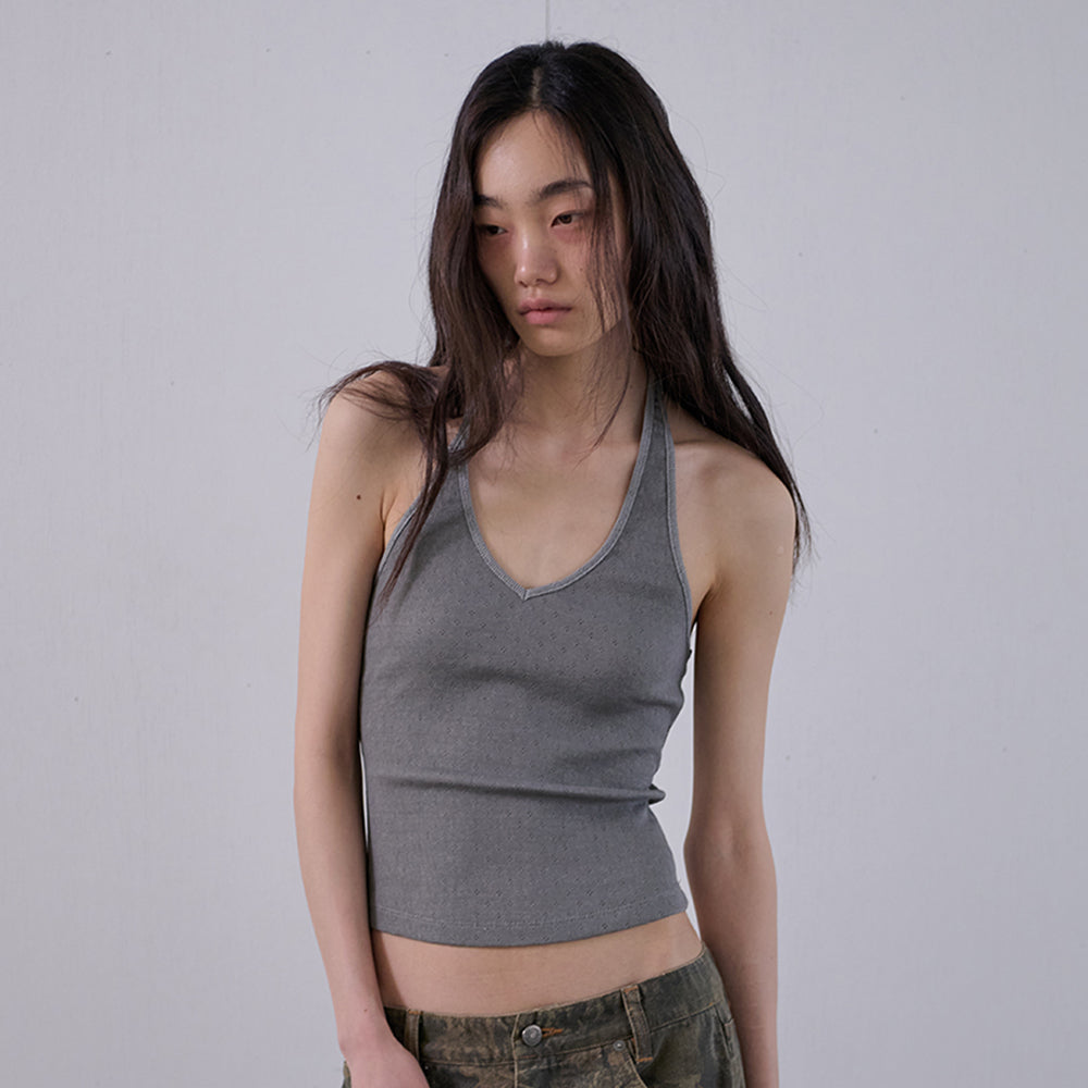 ORDES WASHED ASYM SLEEVELESS - CHARCOAL