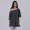 ORDES VINTAGE ASYM BOXY TEE - CHARCOAL