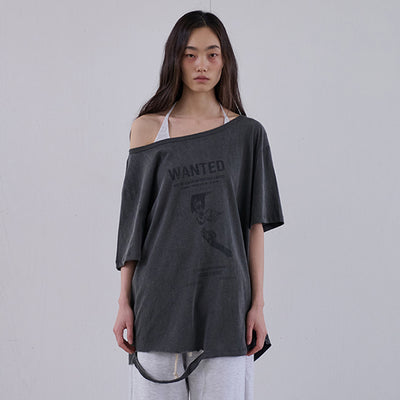 VINTAGE ASYM BOXY TEE - CHARCOAL