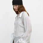 ATELIER NAIN STRIPE RIBBON BUSTIER BLOUSE (BL-4388)