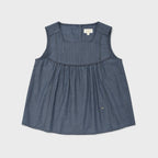 COVERNAT WOMAN Women's Chambray Pintuck Sleeveless Blouse Blue