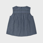 COVERNAT WOMAN Women's Chambray Pintuck Sleeveless Blouse Blue