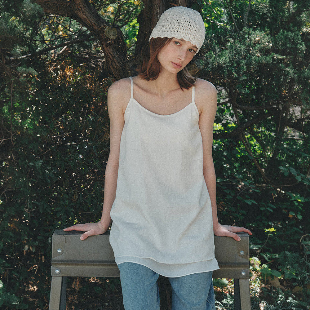 AaU [Same-day shipping] Layered long sleeveless blouse_Ivory