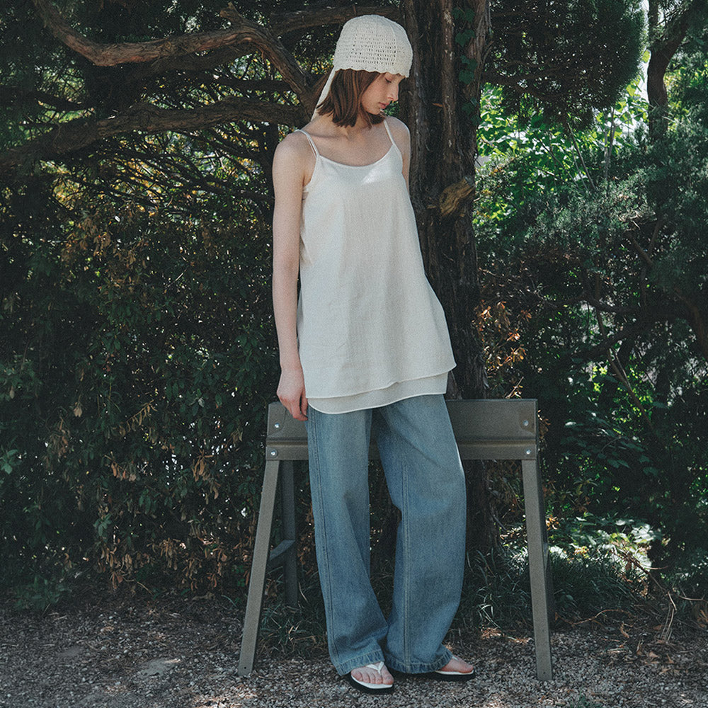 AaU [Same-day shipping] Layered long sleeveless blouse_Ivory