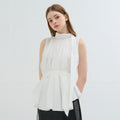 CAMINO tie shirring tank top blouse white