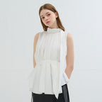 CAMINO tie shirring tank top blouse white