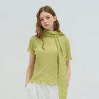 CAMINO scarf wrap pleated blouse green