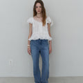 AMIMENT SUEDE FRILL BLOUSE_Sade frill blouse_(white)
