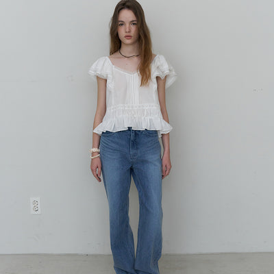 SUEDE FRILL BLOUSE_Sade frill blouse_(white)