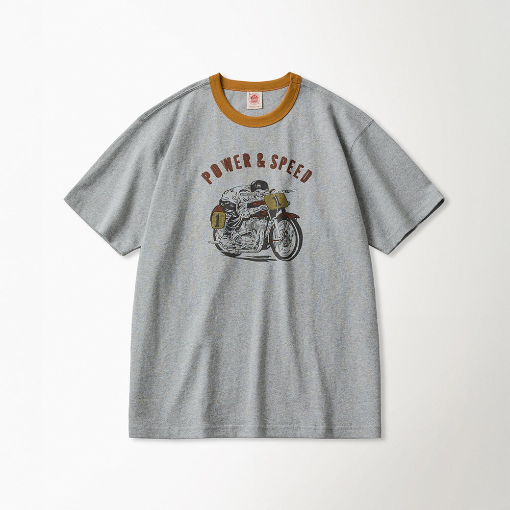 BRONSON Retro Motorcycle Graphic Tee Grey
