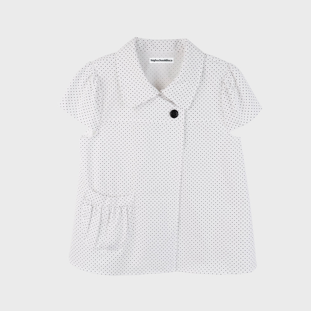 highschooldisco Dot button puff sleeve blouse_white