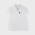 highschooldisco Dot button puff sleeve blouse_white