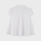 highschooldisco Dot button puff sleeve blouse_white