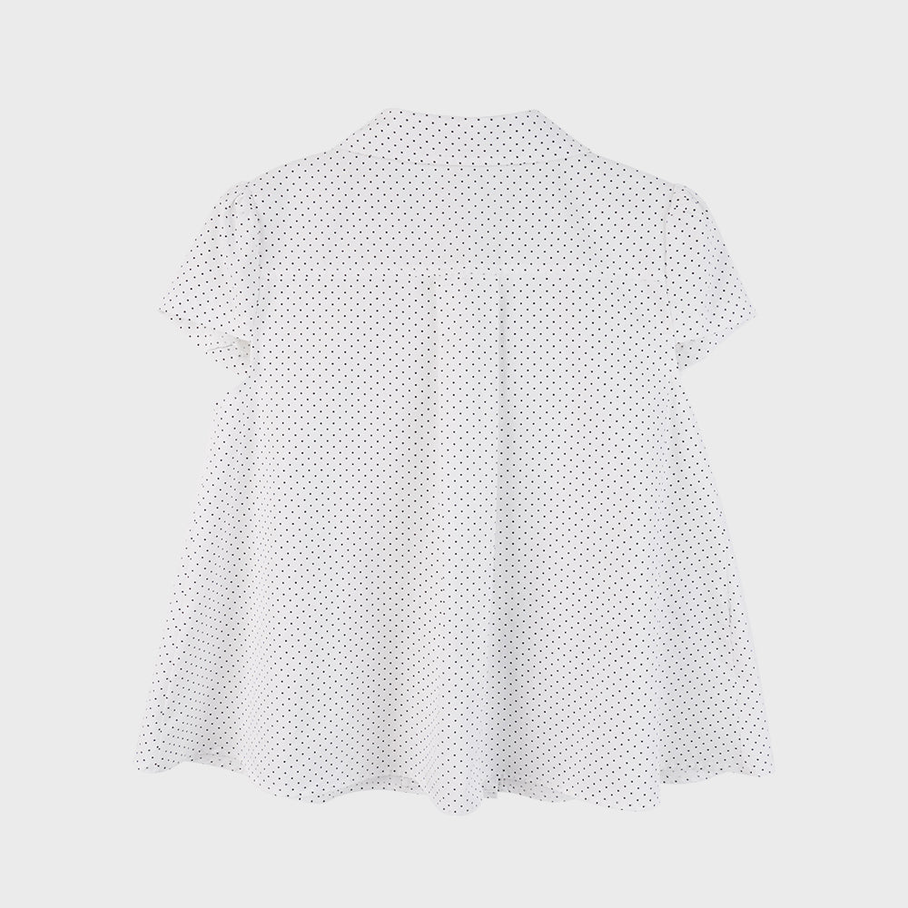 highschooldisco Dot button puff sleeve blouse_white