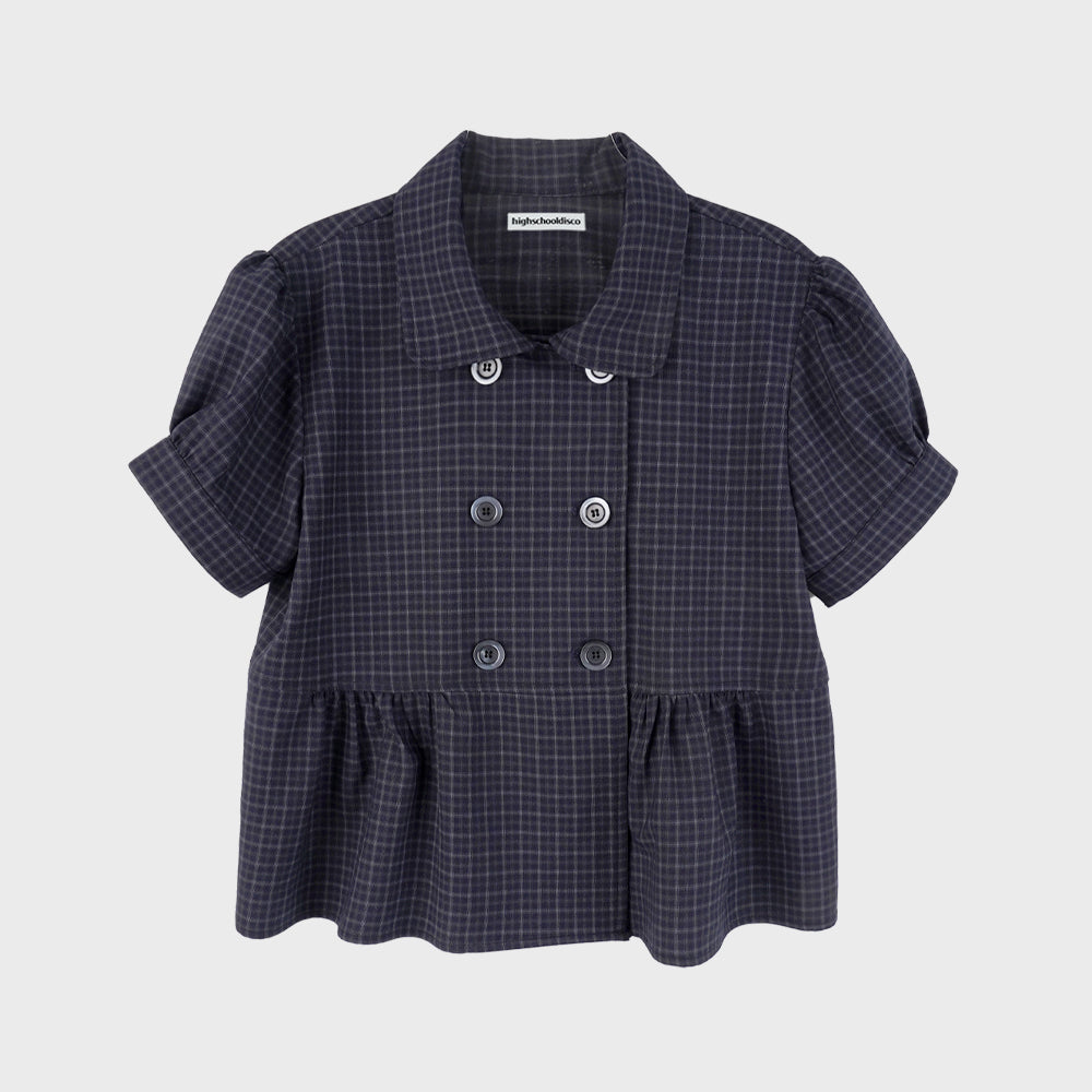 highschooldisco Check double button blouse