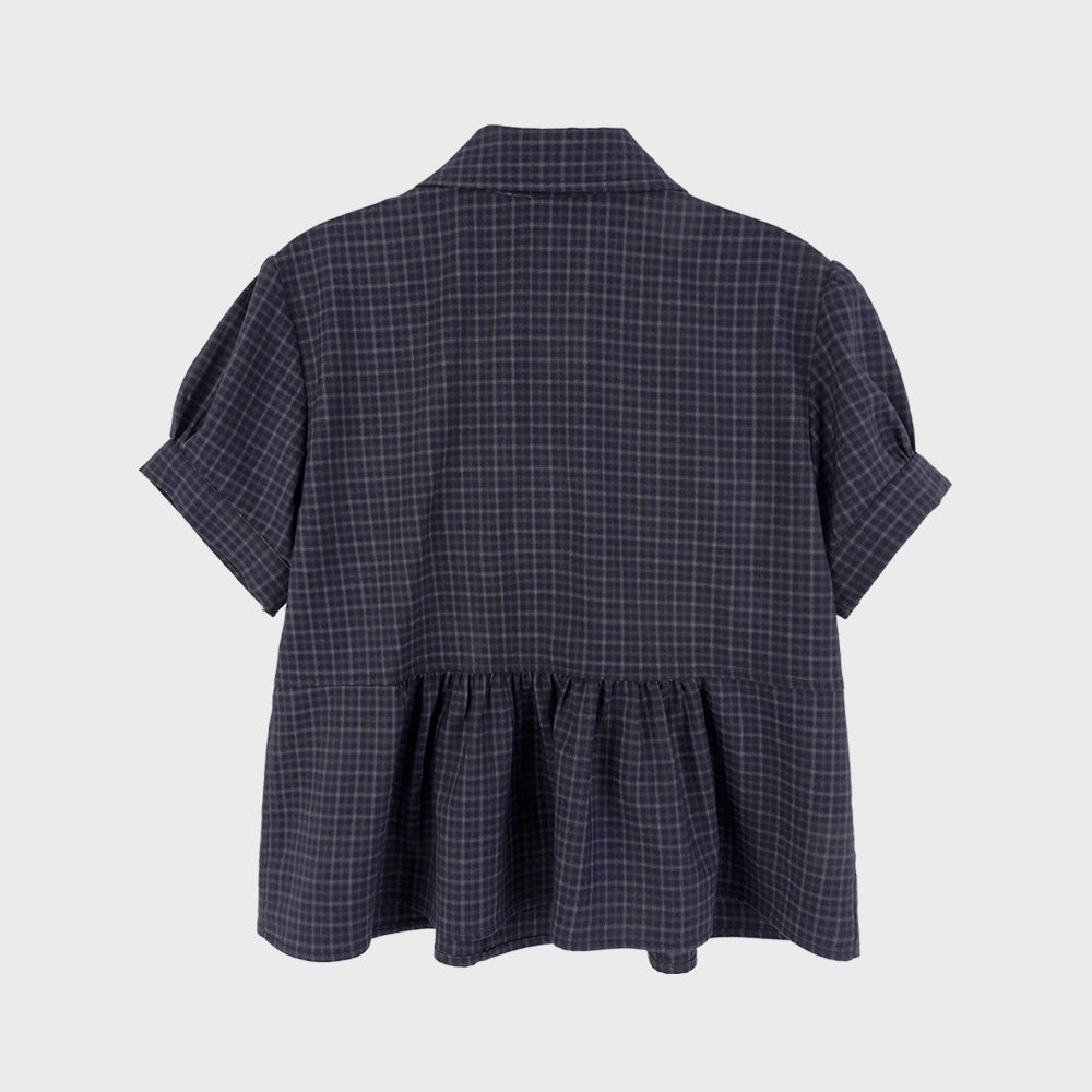 highschooldisco Check double button blouse