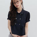 highschooldisco Check double button blouse