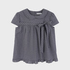 highschooldisco Check ribbon round collar blouse