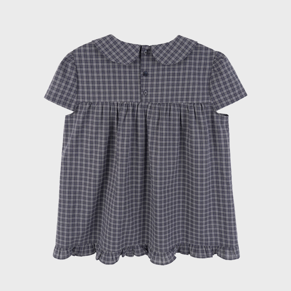 highschooldisco Check ribbon round collar blouse