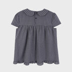 highschooldisco Check ribbon round collar blouse