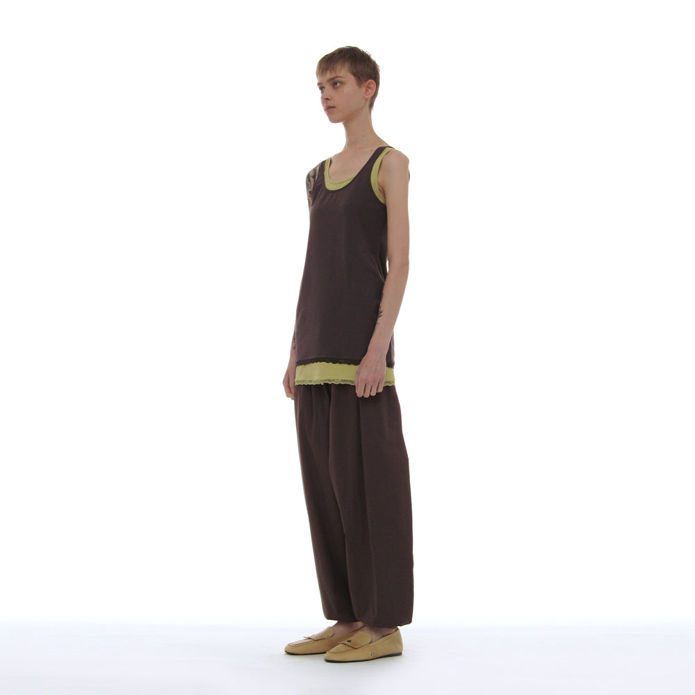 PARTIMENTO WOMEN PWC LACE TRIM 2-IN-1 SLEEVELESS DRESS TOP_CHARCOAL