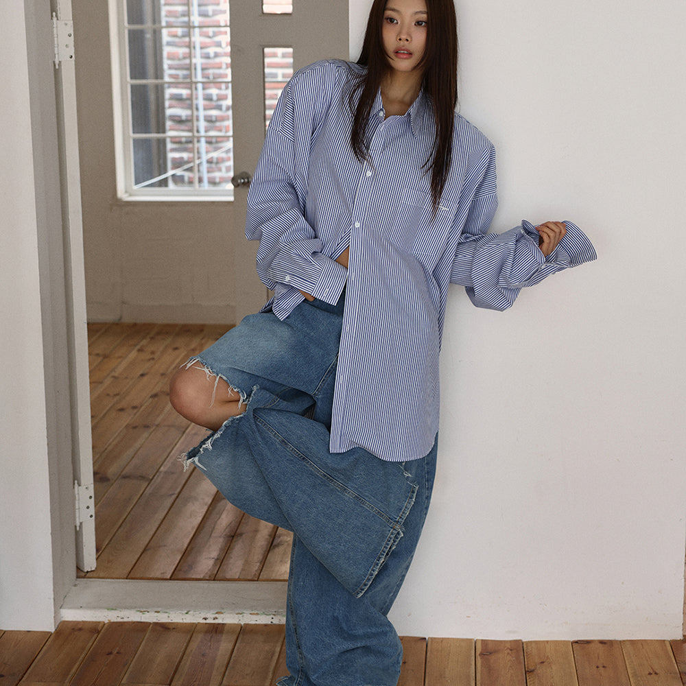 LANGER [PLC] fud embroidery padded shirt_2Colors