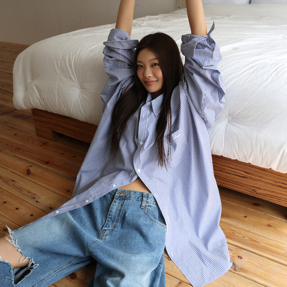 LANGER [PLC] fud embroidery padded shirt_2Colors
