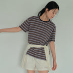 WEDNESDAYOASIS Vintage Stripe Half T-Shirt_BROWN(WB6TP25)