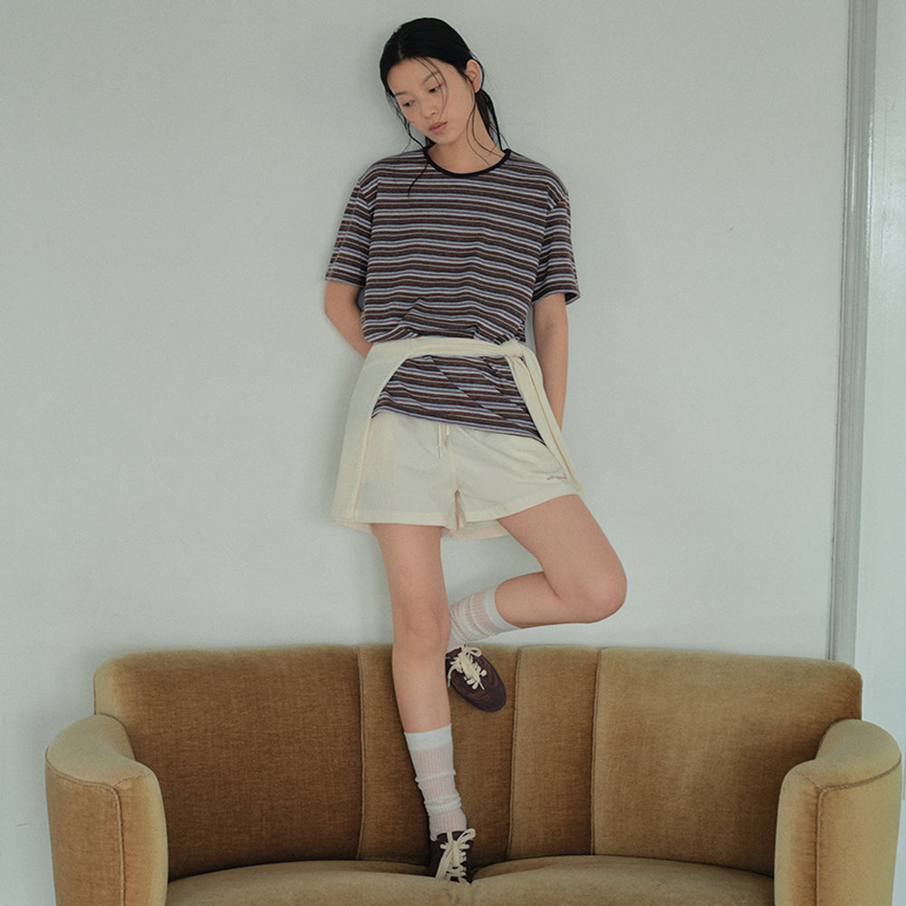 WEDNESDAYOASIS Vintage Stripe Half T-Shirt_BROWN(WB6TP25)
