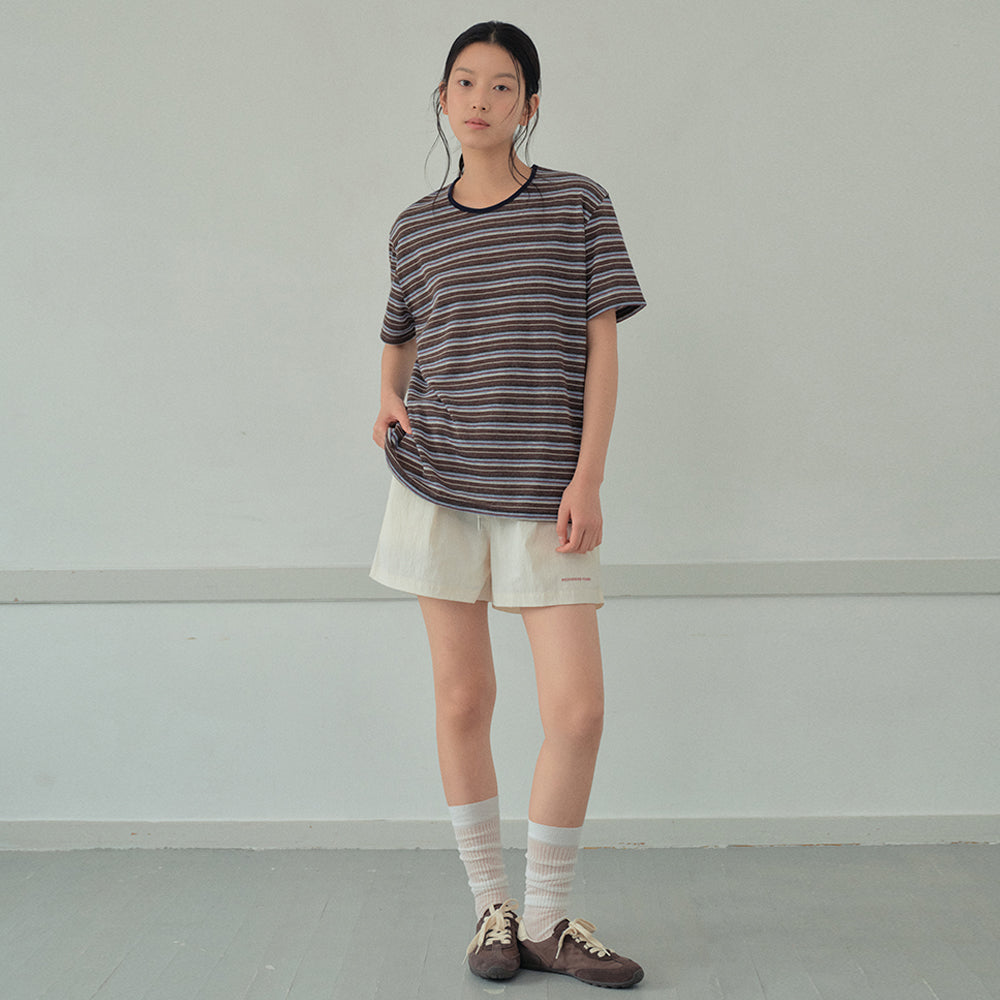 WEDNESDAYOASIS Vintage Stripe Half T-Shirt_BROWN(WB6TP25)