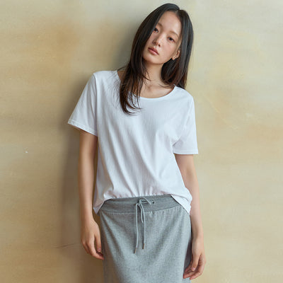 Silket U-Neck Half T-Shirt_IVORY(WB6TP32)