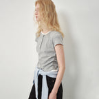 OSTKAKA [1st reorder] Waffle layered t-shirt melange gray