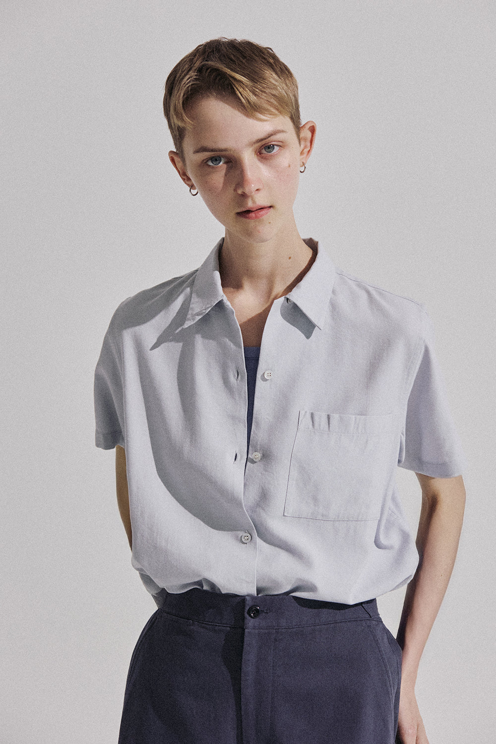 THOMAS MORE TG2-SH03 Silky short sleeve shirt - [Blue]