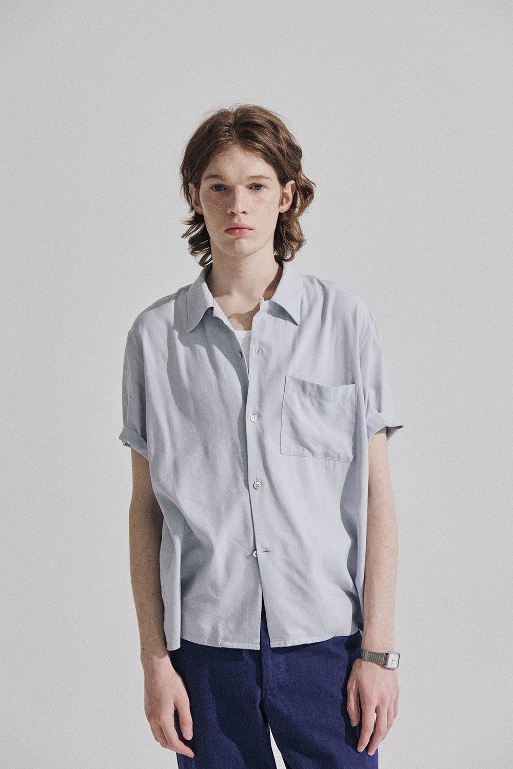 THOMAS MORE TG2-SH03 Silky short sleeve shirt - [Blue]