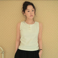WEDNESDAYOASIS Henley Ribbed Sleeveless T-Shirt_IVORY(W26TP23)