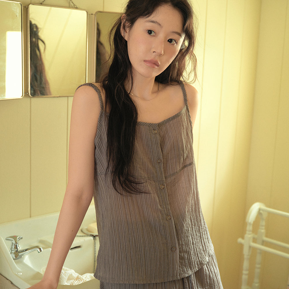WEDNESDAYOASIS Lilo Stripe Sleeveless T-Shirt_KHAKI(WB6TP36)