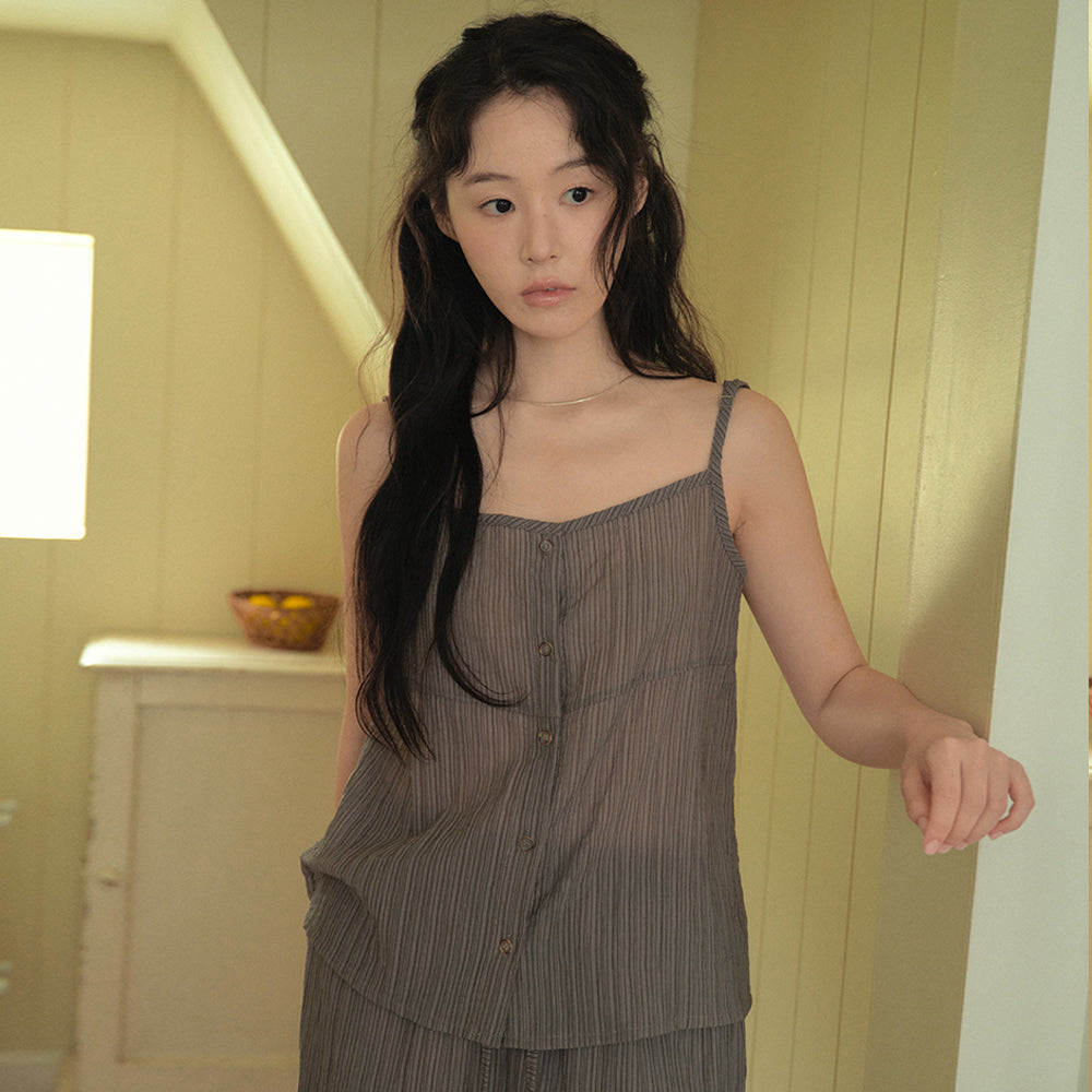 WEDNESDAYOASIS Lilo Stripe Sleeveless T-Shirt_KHAKI(WB6TP36)