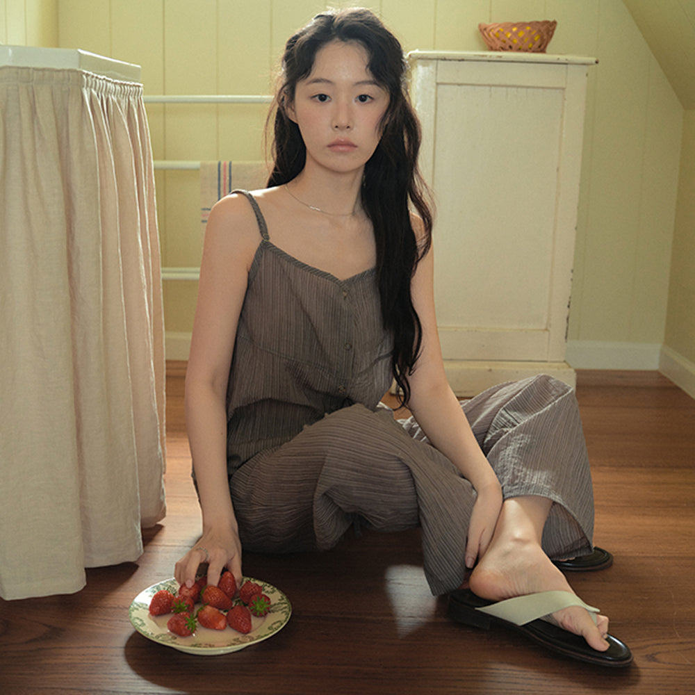 WEDNESDAYOASIS Lilo Stripe Sleeveless T-Shirt_KHAKI(WB6TP36)